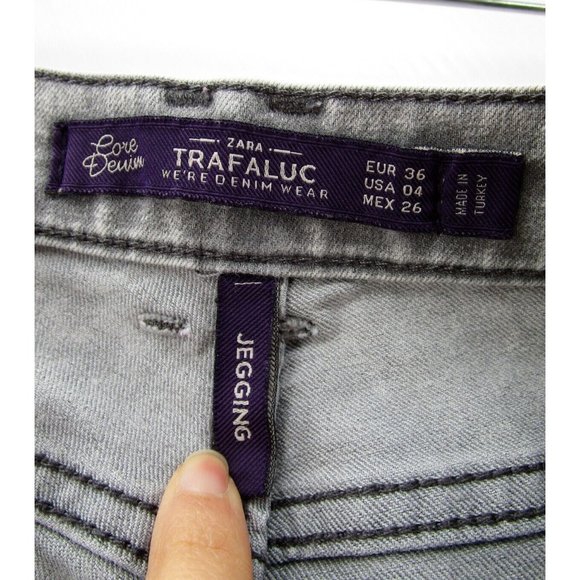 Zara Jeans 4 Trafaluc Jegging Slim Denim Pants Preppy Acid Wash * - Picture 7 of 8